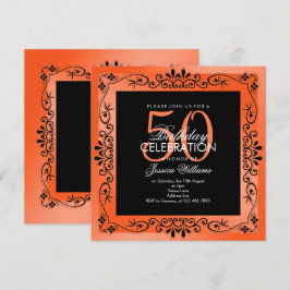Convite Quic Coral Decorative enquadrado no 50º aniversári