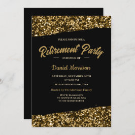 Convite Quic Dourado Glitter Sparkles Retirement Party 202