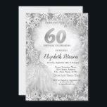 Convite Quic Dress Snowflakes Winter 60th Birthday<br><div class="desc">Vestidos elegantes e flocos de neve em um fundo de cinza.</div>