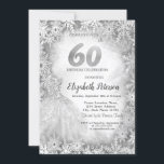 Convite Quic Dress Snowflakes Winter 60th Birthday<br><div class="desc">Vestidos elegantes e flocos de neve em um fundo de cinza.</div>