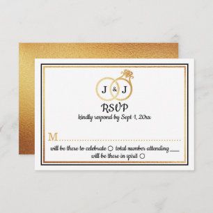 Convite Quic Faux Gold Foil Monogramas Casamentos