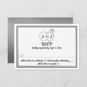 Convite Quic Faux Silver Foil Monogramas Casamentos
