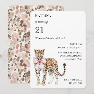 Convite Quic Leopard Pink Arco Aniversário
