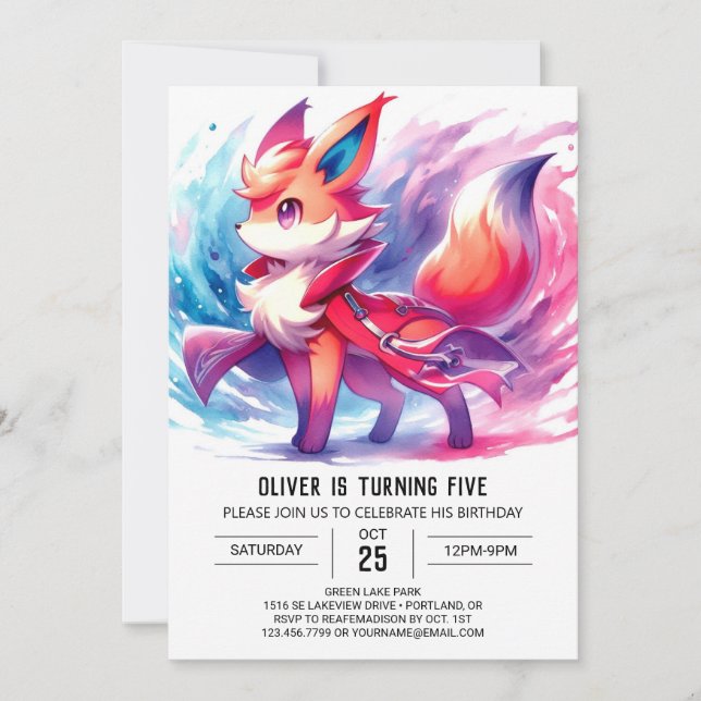 Convite Quic Playful Fox Birthday (Frente)