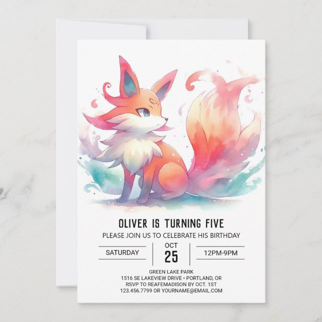 Convite Quic Playful Fox Birthday (Frente)