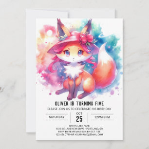 Convite Quic Playful Fox Birthday