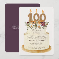 Quic Purple Fall Autumn 100th Birthday Cake