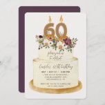 Convite Quic Purple Fall Autumn 60th Birthday Cake<br><div class="desc">Celebrar um outono feminino de 60 anos com nosso convite à chic. Design apresenta um bolo rústico decorado com flores, folhas e velas do outono, com o número 60, para o melhor aspecto chique. Todo texto é 100% personalizável. Se precisar de peças extras para esta coleção, por favor contacte-me, contente-se...</div>