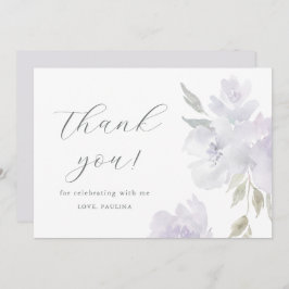 Convite Quic Purple Floral Birthday Quinceañera Obrigado