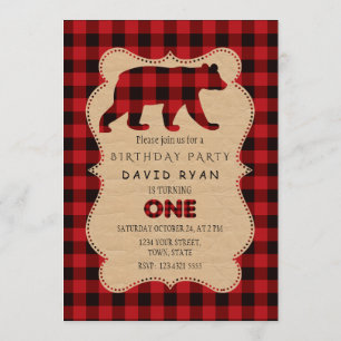 Convite Quic Red Buffalo Flannel Para Cima Xadrez Anivers