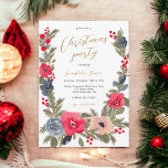 Convite Quic Russo Winter Floral Watercolor Natal<br><div class="desc">Experimente o encantamento de uma terra maravilhosa de inverno com nosso convite de festas de Natal Rustic Elegant Winter Floral Business. Este design original apresenta uma bonito fuselagem pintada à mão, misturando lindamente flores vermelhas, tons azuis empoeirados e ramificações de pinheiros exuberantes em um inverno e uma composição floral inspirada...</div>