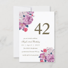 Convite Quic Simples Botânica Roxo 42º Aniversário