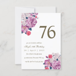 Convite Quic Simples Botânico Purple Floral 76º Aniversári