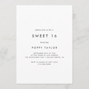 Convite Quic Typografia Sweet 16 Birthday