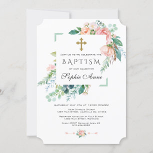 Convite Quic Watercolor Pink Blush White Floral Blush Bapt