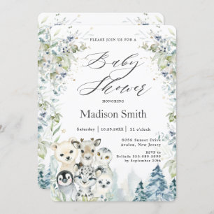 Convite Quic Winter Ártico Animais Chá de fraldas Neutro