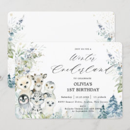 Convite Quic Winter Ártico Animais Onederland primeiro ani