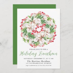 Convite Quic Winter Watercolor Wreath Holiday Luncheon
