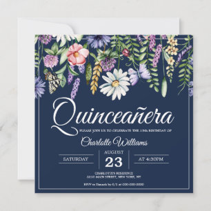 Convite Quicneañera Elegant Wildflower 15 Birthday