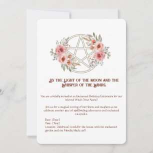Convite Quiet Sage Floral Pentacle Birthday