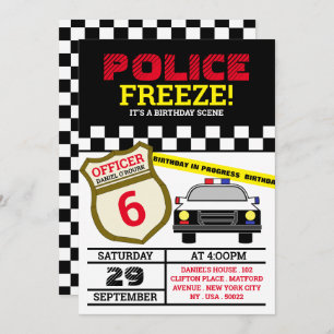 Convite Quieto! Festa de aniversário do agente policial