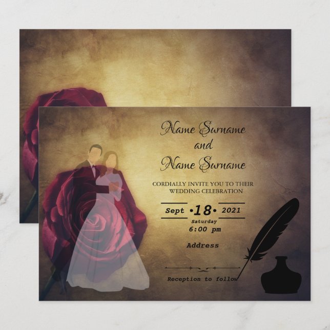 Convite Quill and inkwell (Frente/Verso)