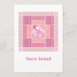 Convite Quilt de Homenagem Rosa aos Sobreviventes do Cânc