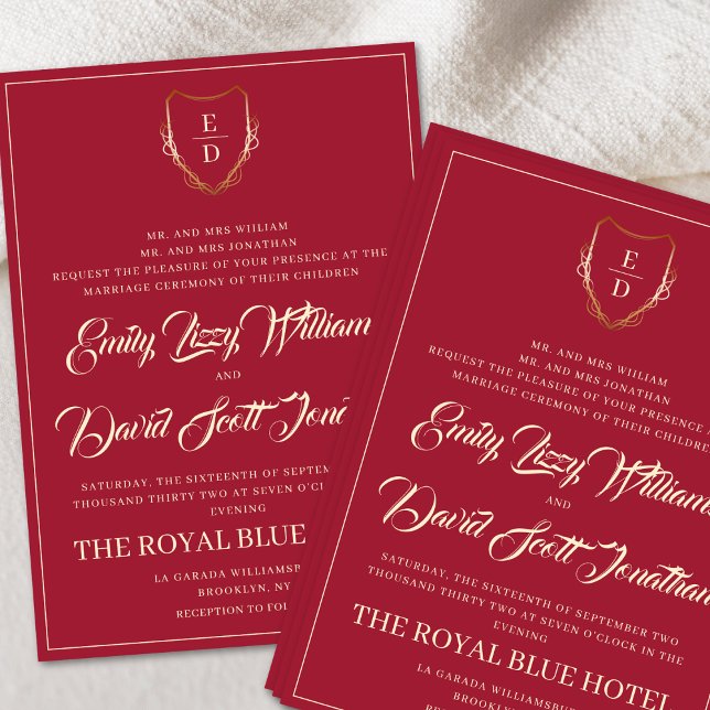 Convite Quimísico clássico do Ouro vermelho Crimson (Criador carregado)