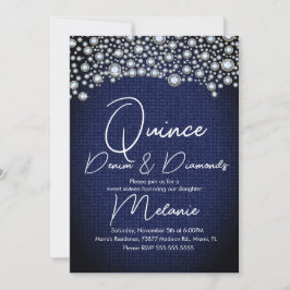 Convite Quince Denim Diamantes Gema Diamantes Espalhados