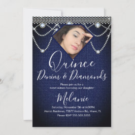 Convite Quince Denim Diamantes Joia Pérolas Foto