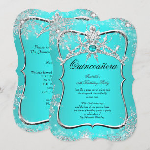 Convite Quinceanera 15º Inverno Aquamarinho Maravilhoso