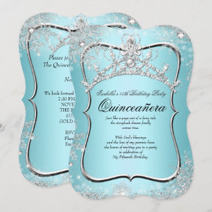 Convite Quinceanera 15º Inverno Azul Prata Maravilhoso