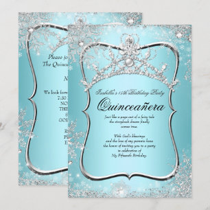 Convite Quinceanera 15º Inverno Azul Prata Maravilhoso