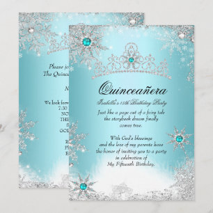 Convite Quinceanera 15º Inverno Azul Prata Maravilhoso 2