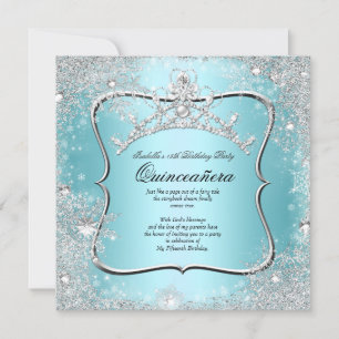 Convite Quinceanera 15º Inverno Azul Prata Terra da Maravi