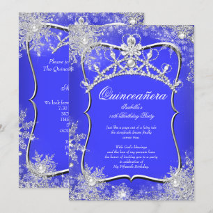 Convite Quinceanera 15º Inverno Azul Real Encantado