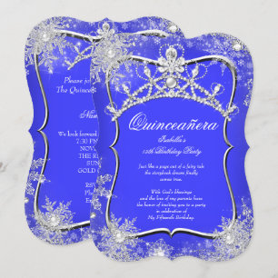 Convite Quinceanera 15º Inverno Azul Real Paradisíaco