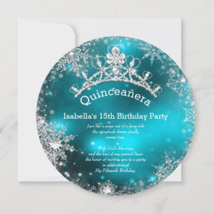 Convite Quinceanera 15º Inverno Encantado Prata Teal