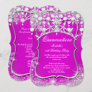Convite Quinceanera 15º Inverno Mágico Rosa Magenta