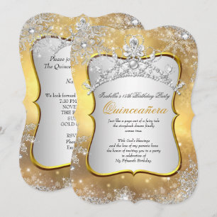 Convite Quinceanera 15º Inverno Mundo Mágico Prata Dourado
