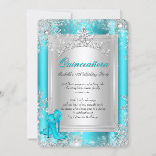 Convite Quinceanera 15º Inverno Teal Aqua