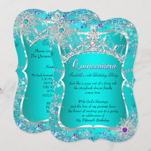 Convite Quinceanera 15º Inverno Teal Roxo