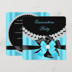 Convite Quinceanera 15º Prata Azul Preto Arco Diamantes 2