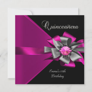 Convite Quinceanera 15º Rosa Prata Preto Cinza Arco 3