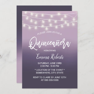 Convite Quinceanera 15, Aniversário do Forno Roxo Moderno