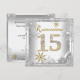 Convite Quinceanera 15 Aniversário Prata Ouro Branco Elite