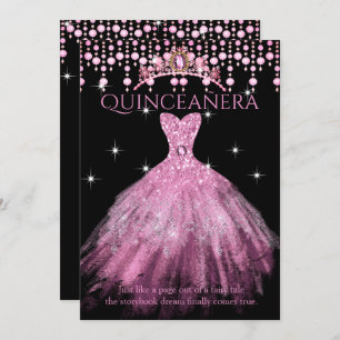 Convite Quinceanera 15 Birthday Blush Dress Rosa Tiara