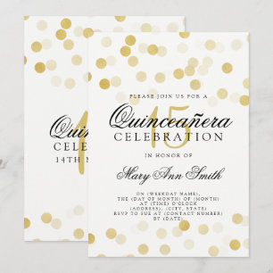 Convite Quinceanera 15 Birthday Gold Foil Lights