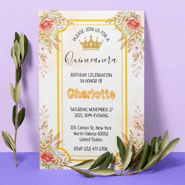 Convite Quinceanera 15 Birthday para Espanhol (Criador carregado)