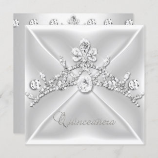 Convite Quinceanera 15 Diamante Branco de Tiara Silver